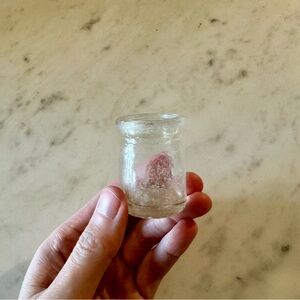 Tiny distressed vintage clear jar, tiny vintage jar, distressed clear jar